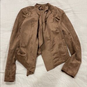 Blank NYC Tan Blazer with Suede Finish and Cropped Style